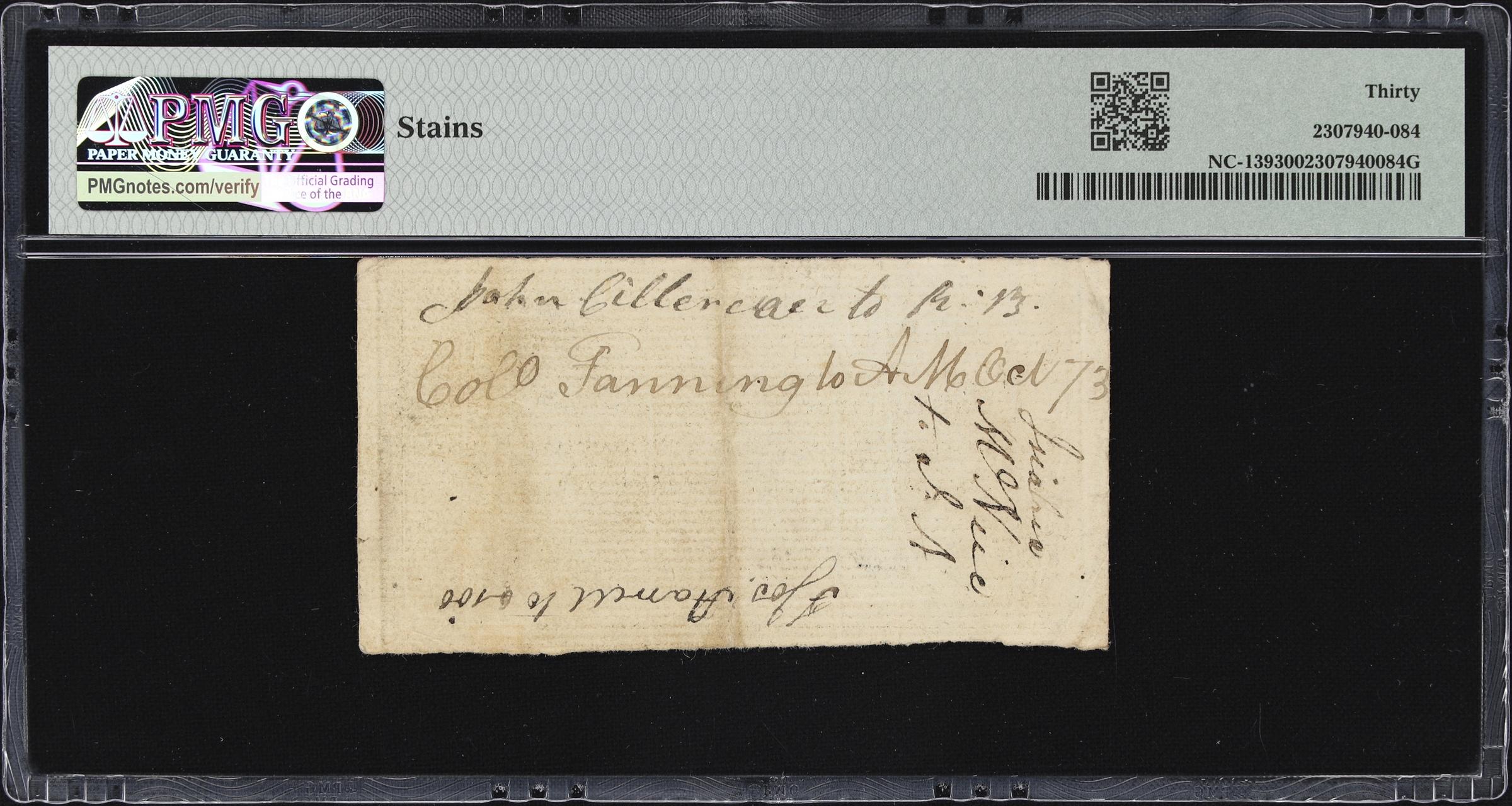 image for: NC-139. North Carolina. December, 1771. 1 Pound. PMG Very Fine 30.
