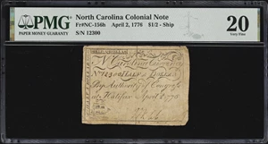 image for: NC-156h. North Carolina. April 2, 1776. $1/2. PMG Very Fine 20.