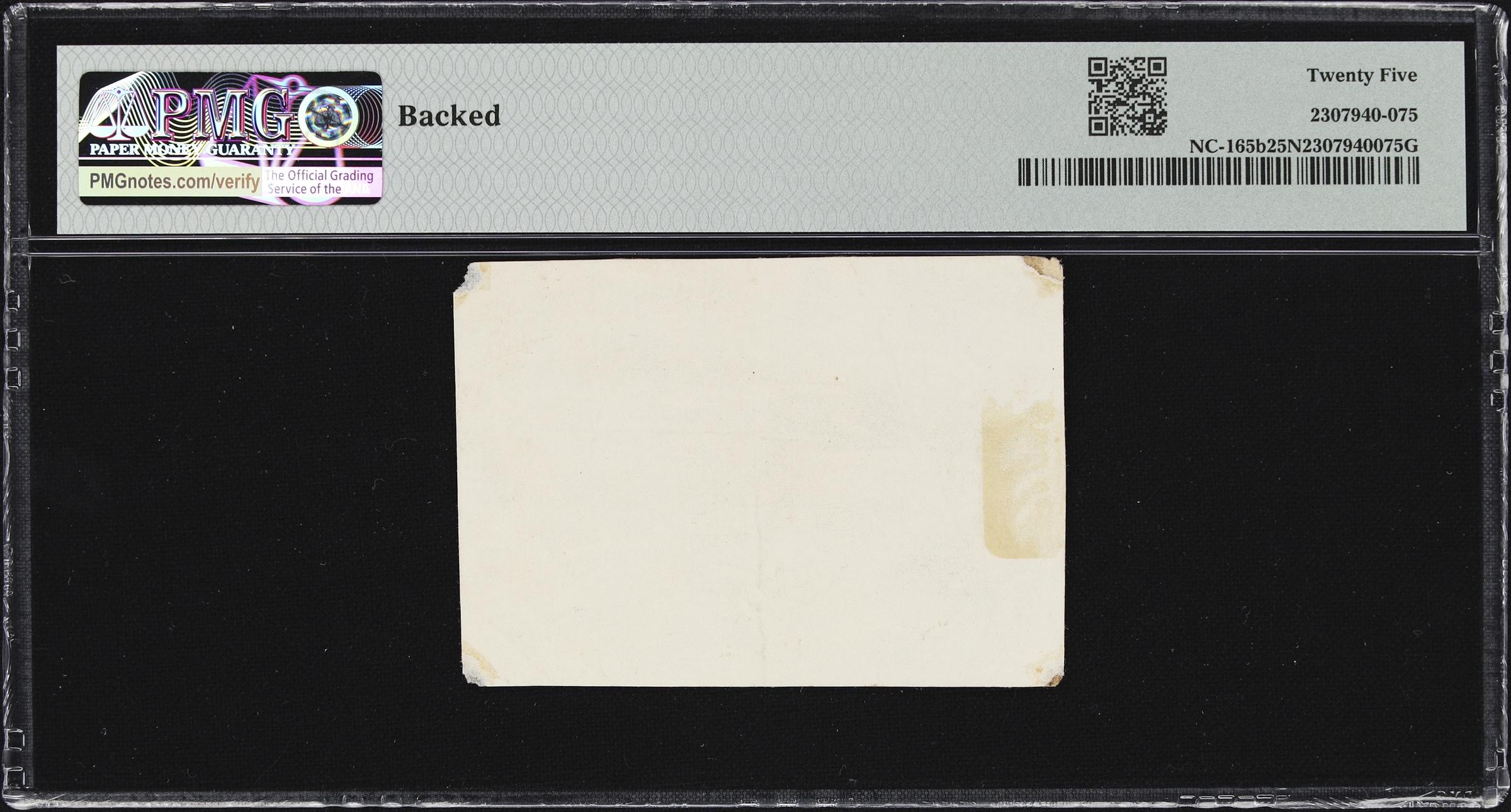 image for: NC-165b. North Carolina. April 2, 1776. $8. PMG Very Fine 25 Net. Backed.