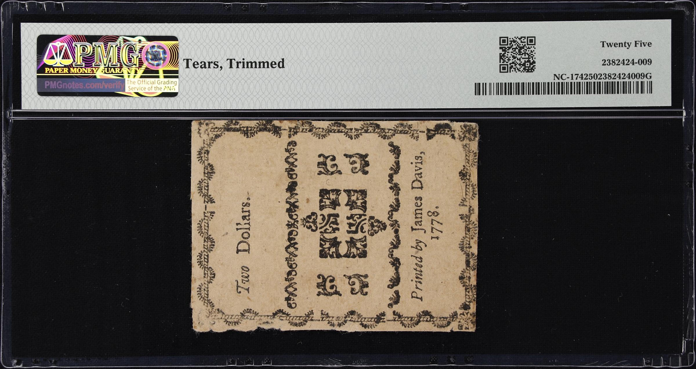 image for: NC-174. North Carolina. August 8, 1778. $2. PMG Very Fine 25.