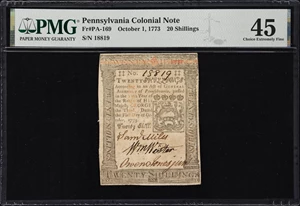 image for: PA-169. Pennsylvania. October 1, 1773. 20 Shillings. PMG Choice Extremely Fine 45.