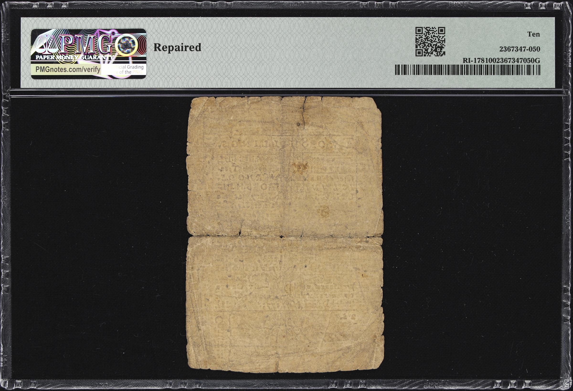 image for: RI-178. Rhode Island. May 3, 1775. 2 Shillings. PMG Very Good 10.