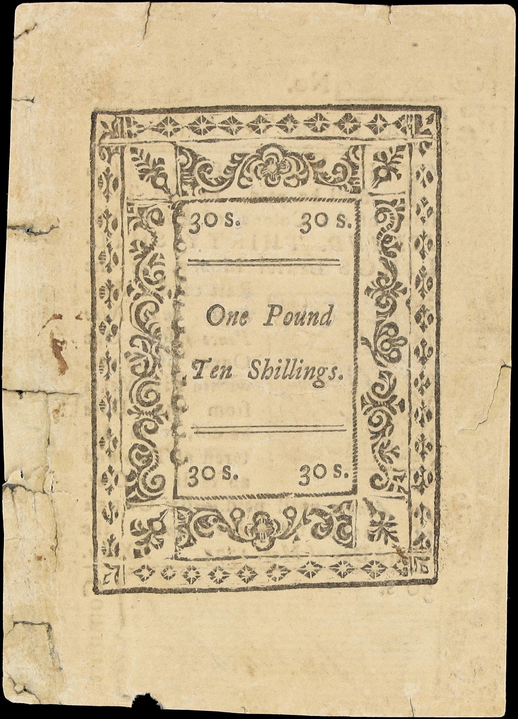 image for: RI-184. Rhode Island. May 3, 1775. 30 Shillings. Extremely Fine.