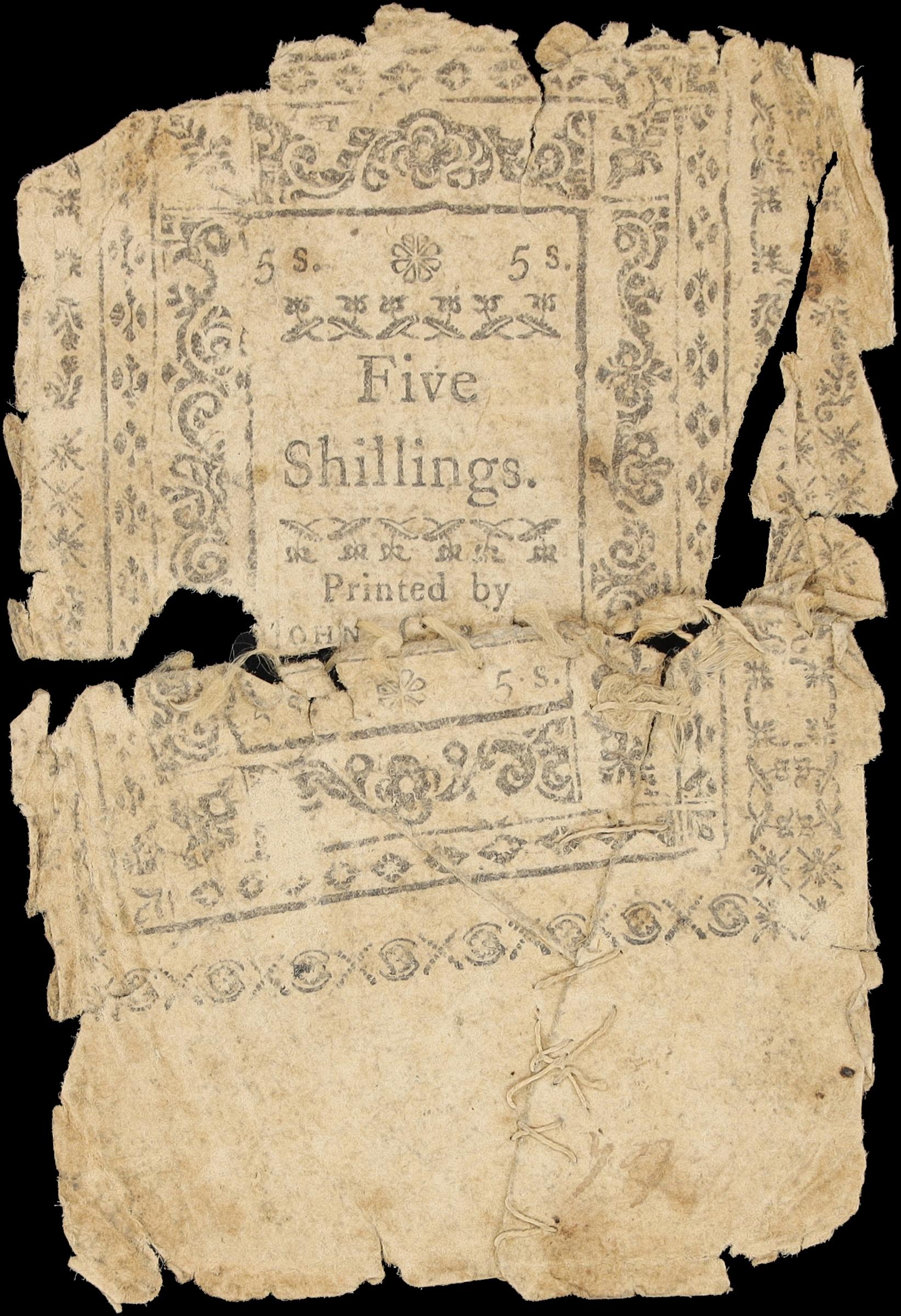 image for: RI-235. Rhode Island. March 18, 1776. 5 Shillings. Fair.