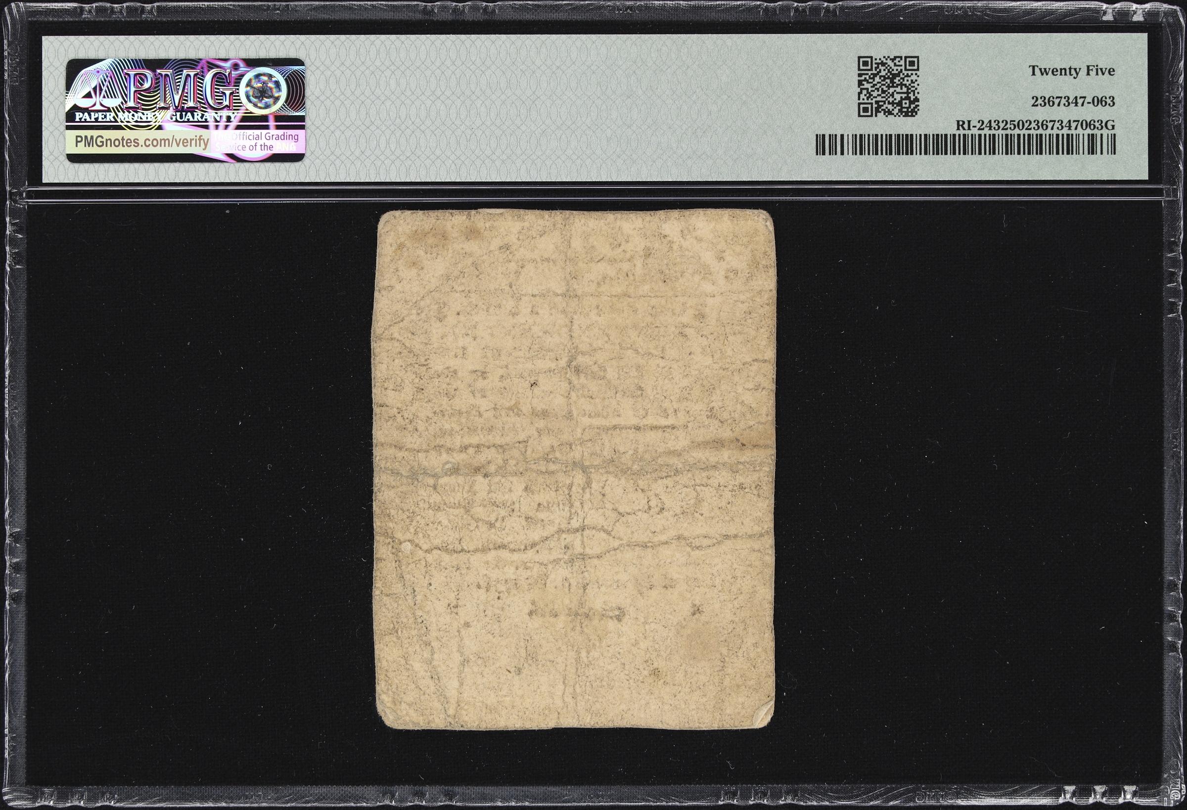 image for: RI-243. Rhode Island. September 5, 1776. $1/4. PMG Very Fine 25.