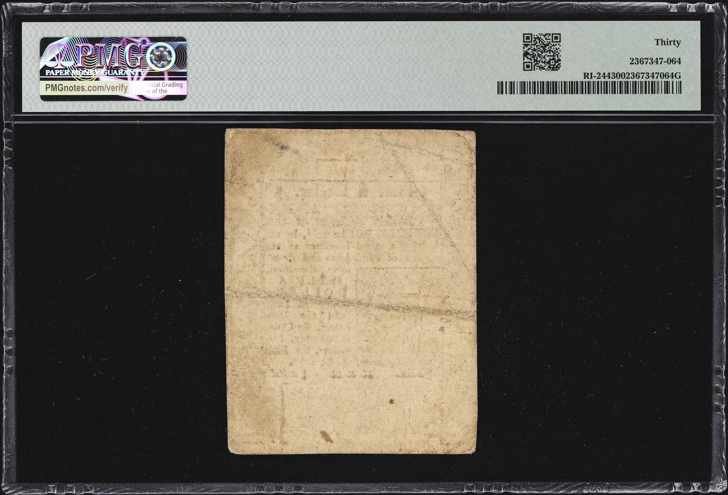 image for: RI-244. Rhode Island. September 5, 1776. $1/2. PMG Very Fine 30.