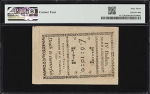 image for: SC-138a. South Carolina. December 23, 1776. $4. PMG Choice Uncirculated 63. Remainder.