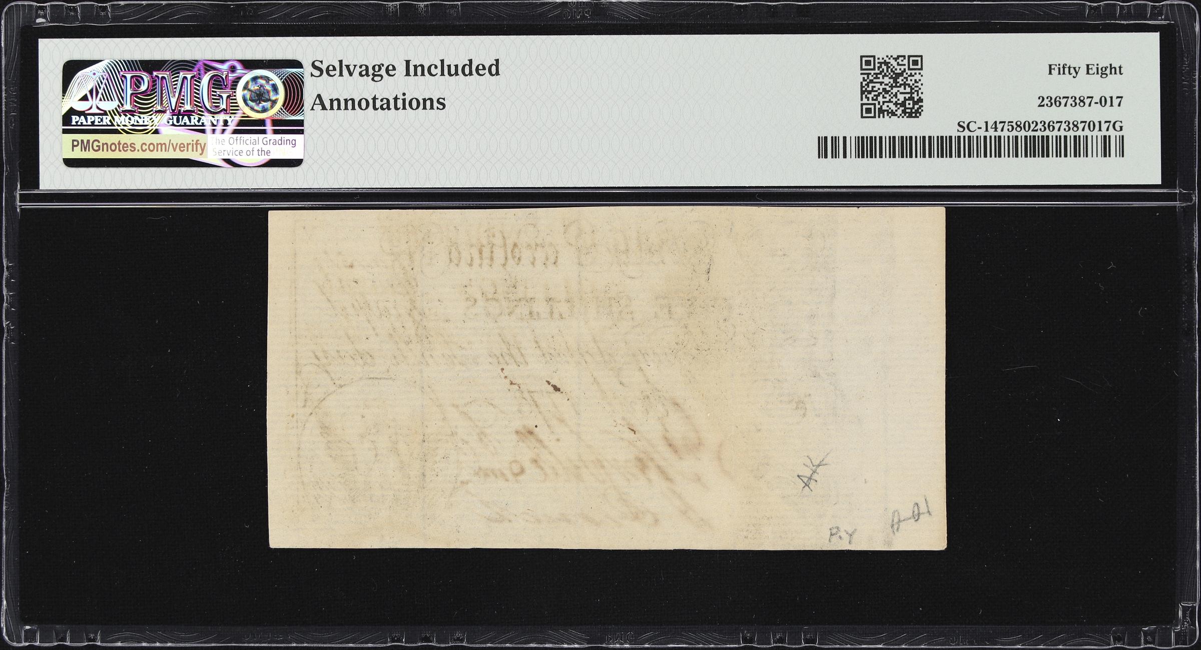 image for: SC-147. South Carolina. April 10, 1778. 5 Shillings. PMG Choice About Uncirculated 58.