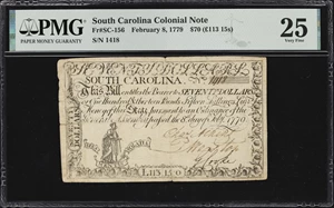 image for: SC-156. South Carolina. February 8, 1779. $70. PMG Very Fine 25.