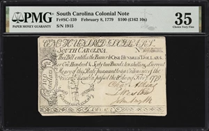 image for: SC-159. South Carolina. February 8, 1779. $100. PMG Choice Very Fine 35.