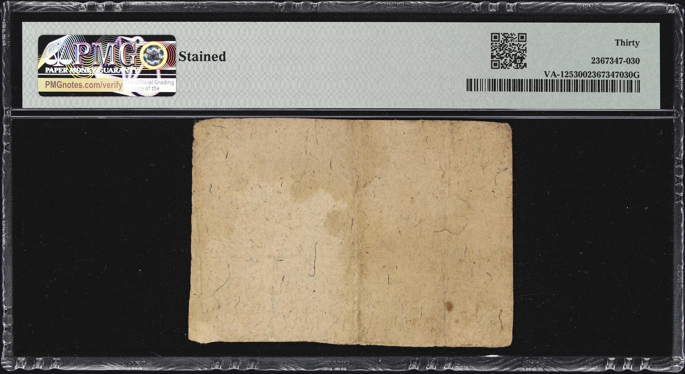 image for: VA-125. Virginia. October 20, 1777. $1. PMG Very Fine 30.