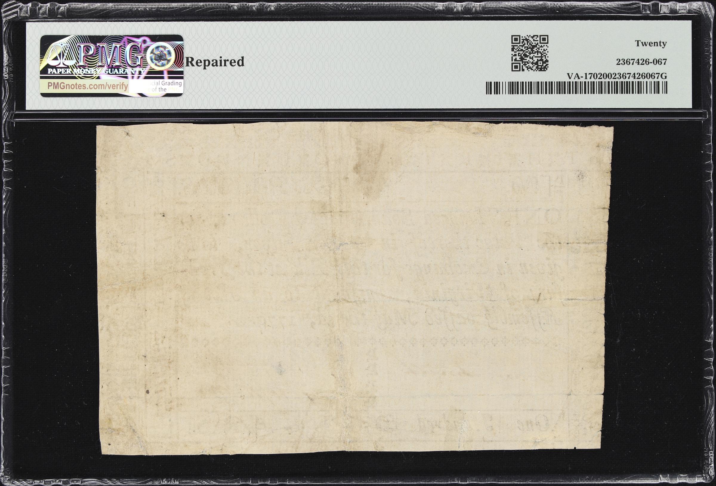 image for: VA-170. Virginia. May 3, 1779. $100. PMG Very Fine 20.