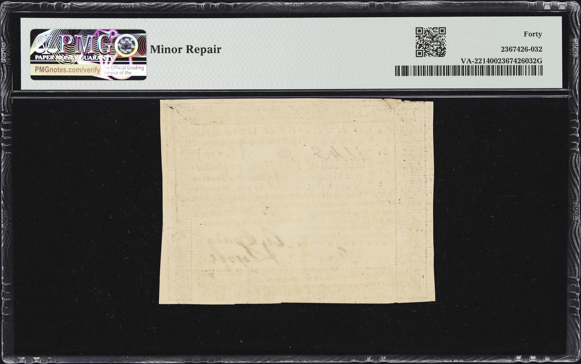 image for: VA-221. Virginia. May 7, 1781. $500. PMG Extremely Fine 40.