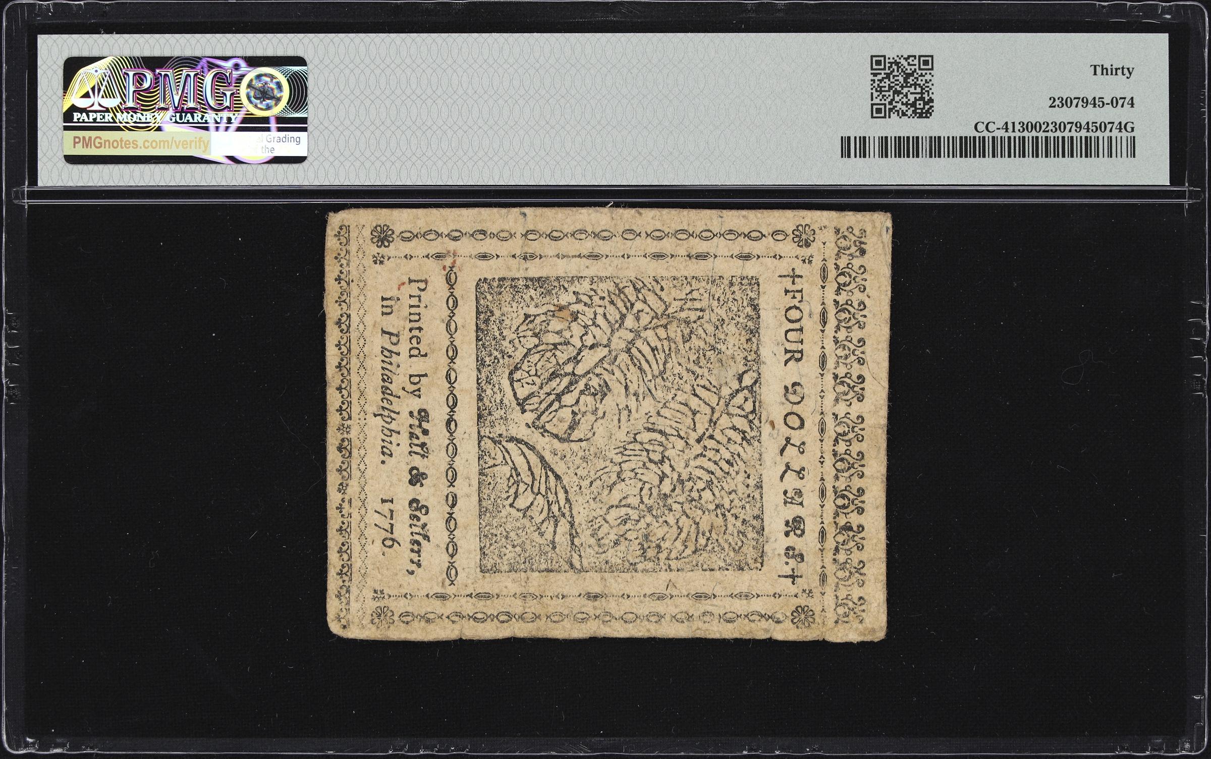 image for: CC-41. Continental Currency. July 22, 1776. $4. PMG Very Fine 30.