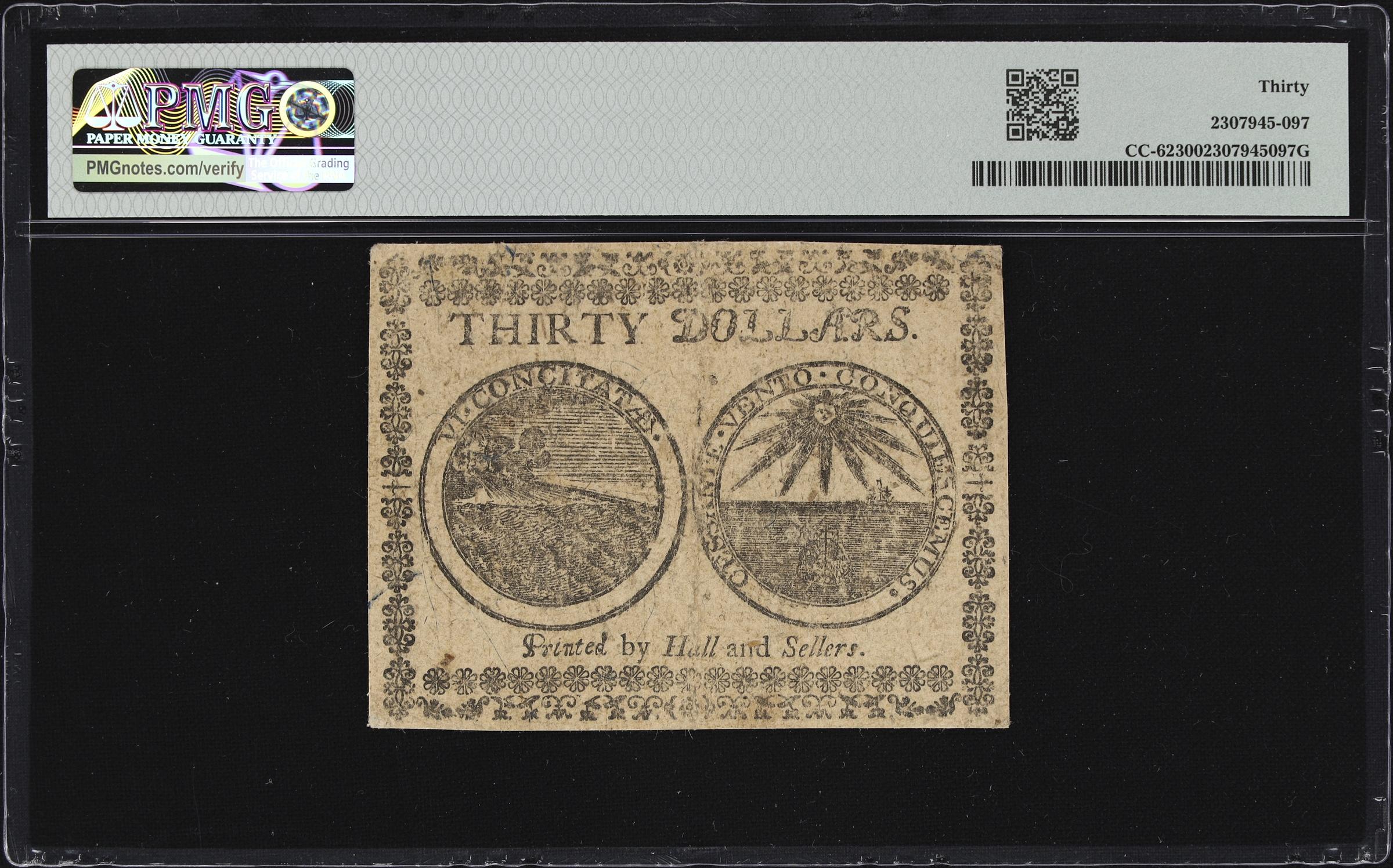 image for: CC-62. Continental Currency. February 26, 1777. $30. PMG Very Fine 30.
