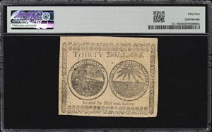 image for: CC-70. Continental Currency. May 20, 1777. $30. PMG About Uncirculated 55.