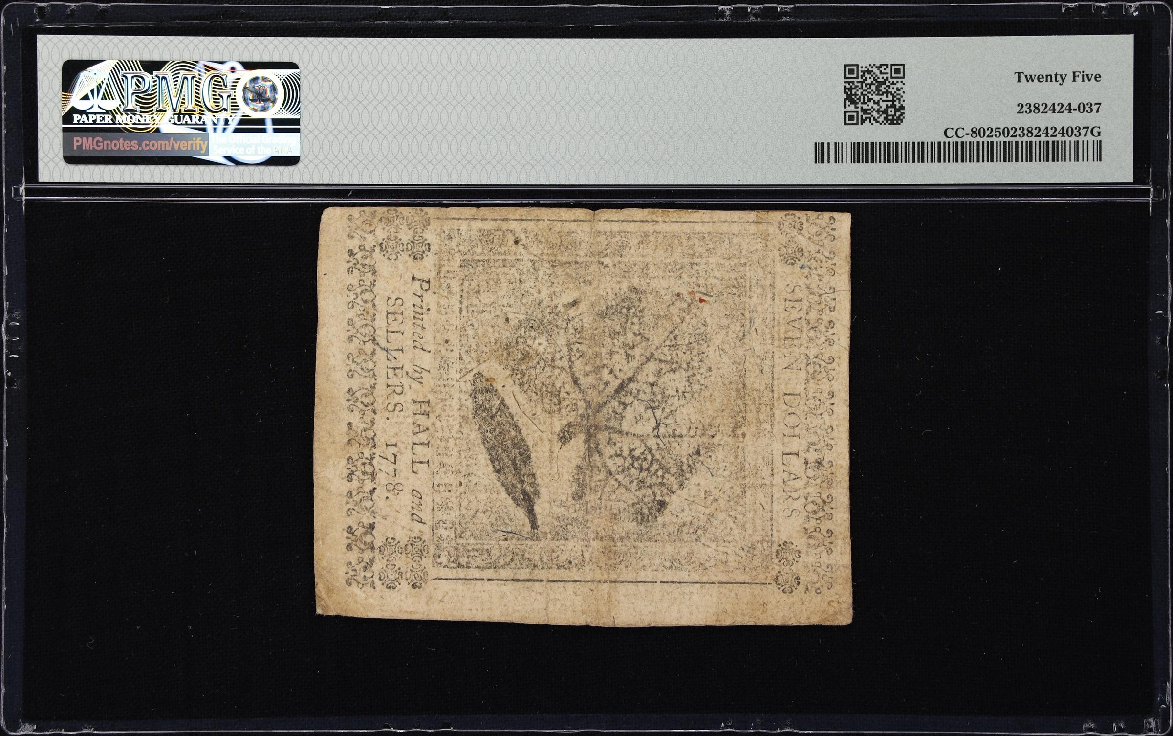 image for: CC-80. Continental Currency. September 26, 1778. $7. PMG Very Fine 25.