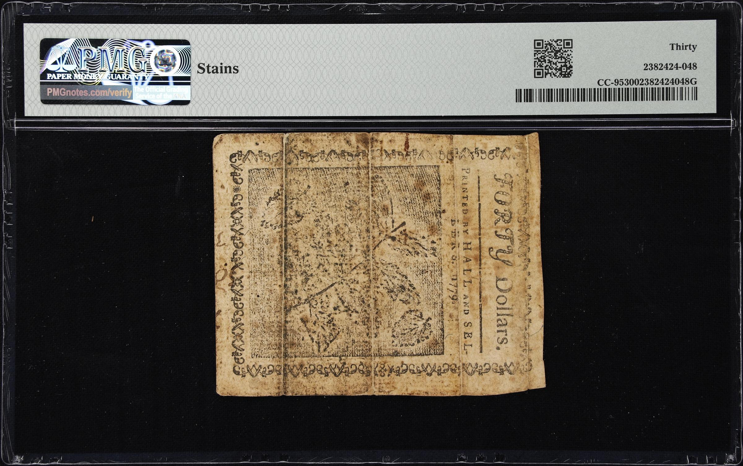 image for: CC-95. Continental Currency. January 14, 1779. $40. PMG Very Fine 30.