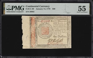 image for: CC-99. Continental Currency. January 14, 1779. $60. PMG About Uncirculated 55.