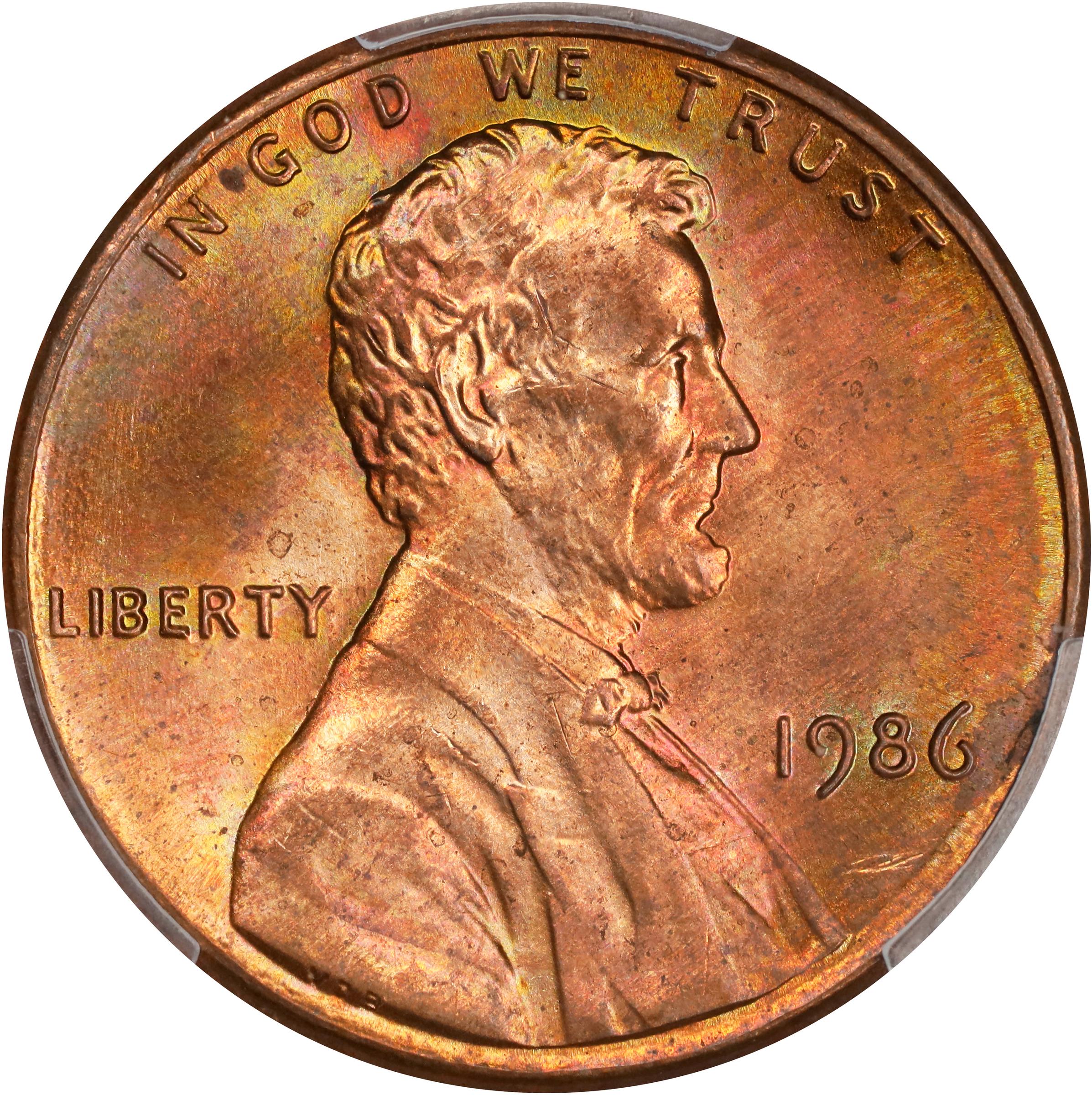 image for: 1986 Lincoln Cent. MS-66 RB (PCGS).