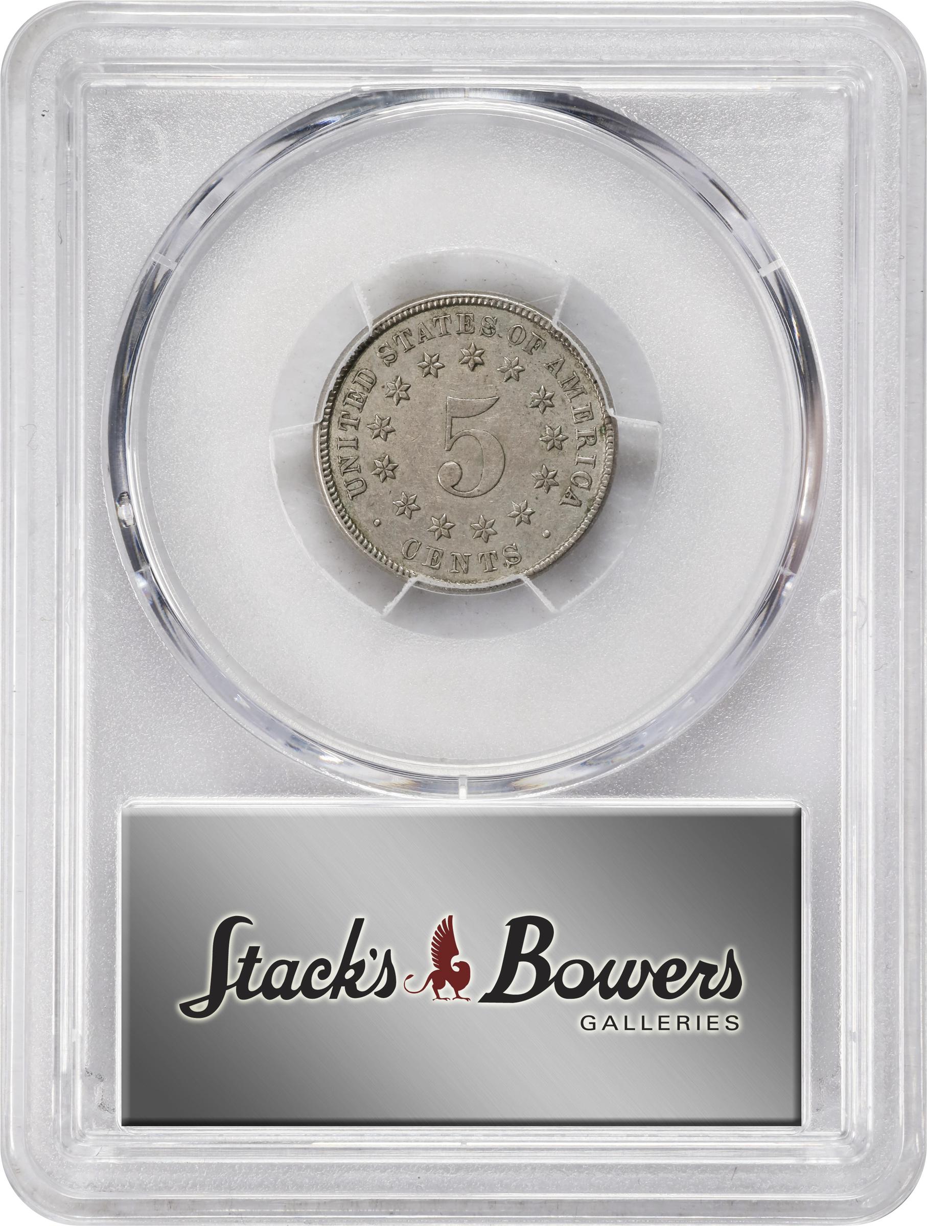 image for: 1883 Shield Nickel. FS-312. Repunched Date. AU-50 (PCGS).