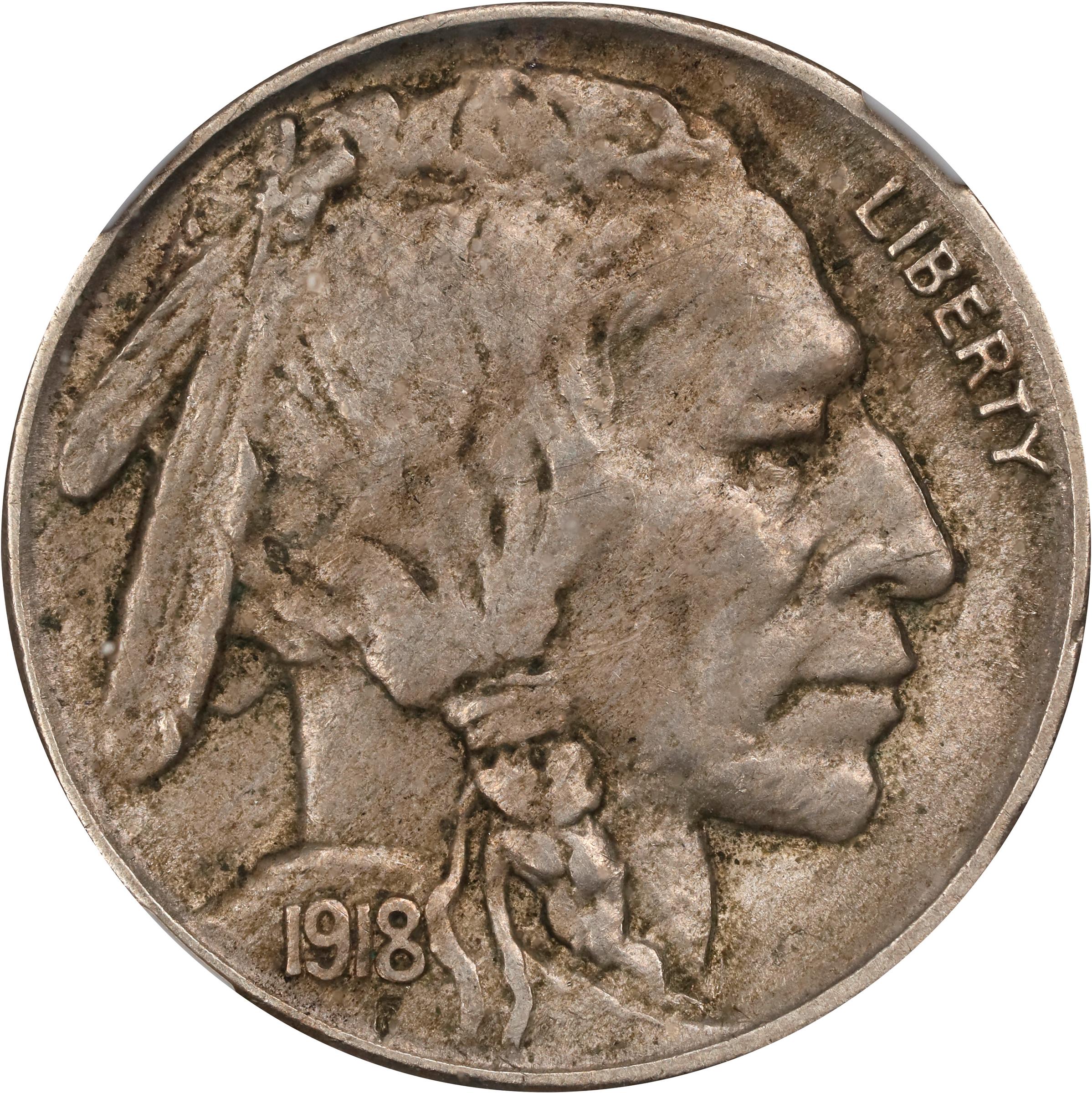 稀少「Ｓミント」　アメリカ合衆国   バッファロー５セント白銅貨  １９１８ Ｓ 稀少「Sミント」 アメリカ合衆国 バッファロー5セント白銅貨