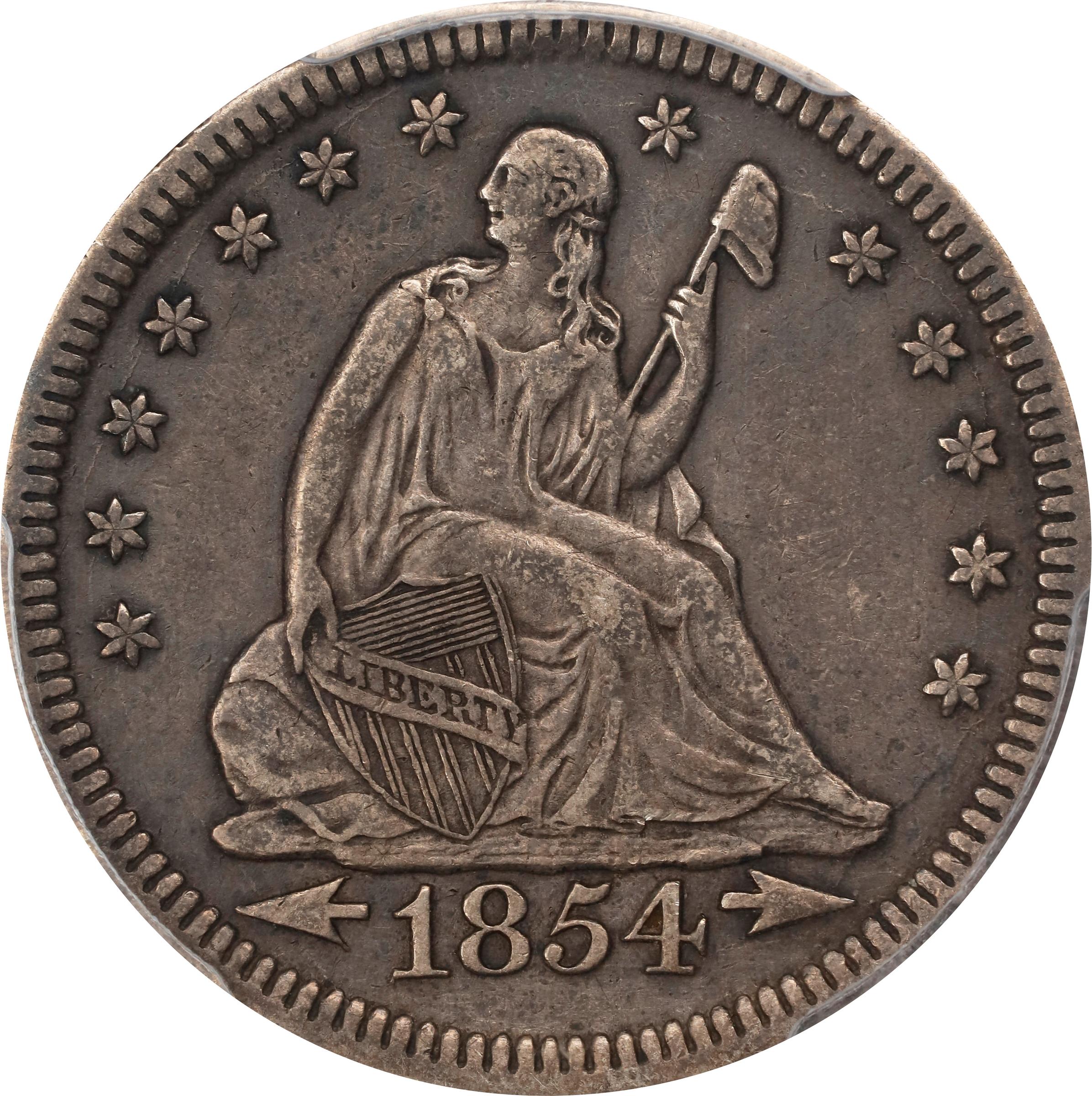 1854 Liberty Seated Quarter Arrows Mint State (MS) Pricing
