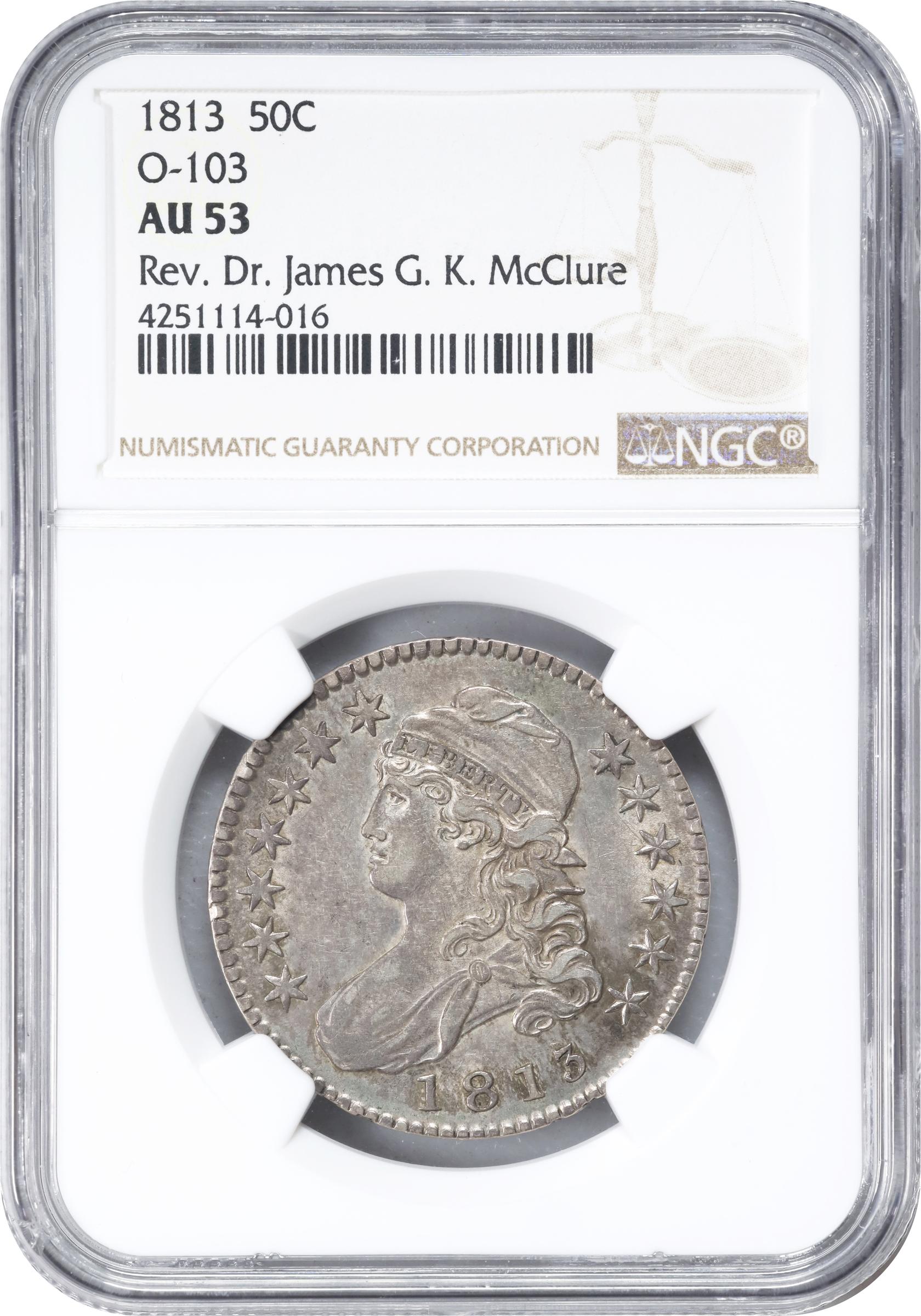 image for: 1813 Capped Bust Half Dollar. O-103. Rarity-1. AU-53 (NGC).