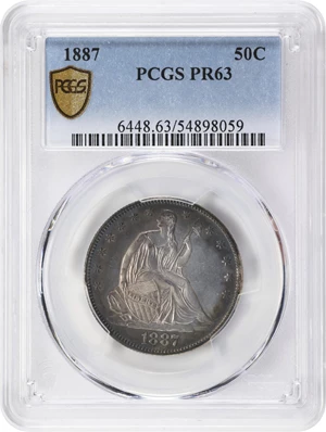 image for: 1887 Liberty Seated Half Dollar. Proof-63 (PCGS).
