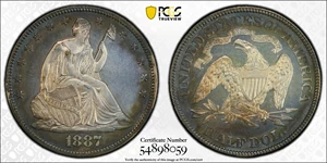image for: 1887 Liberty Seated Half Dollar. Proof-63 (PCGS).