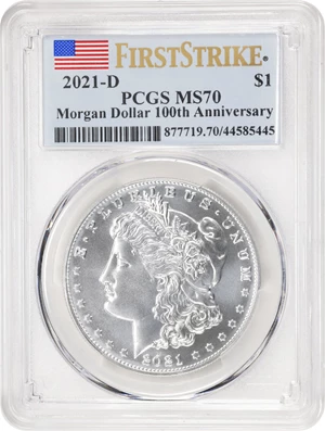 image for: 2021-D Silver Dollar Anniversary Coin. Morgan. First Strike. MS-70 (PCGS).