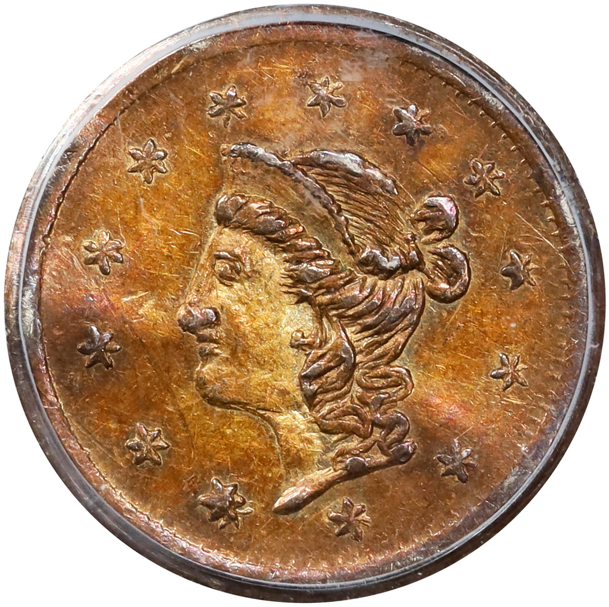 image for: 1870 Round 50 Cents. BG-1047. Rarity-4+. Liberty Head. EF Details--Bent (PCGS).