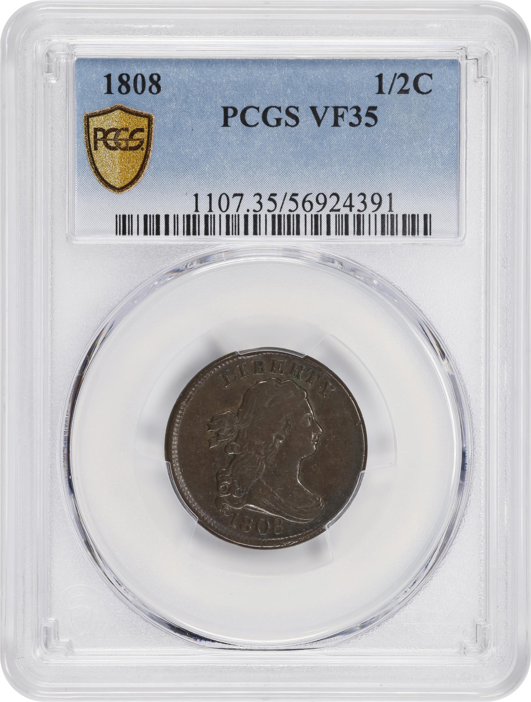 1808 1/2c MS BN VF35 BN thumbnail 3