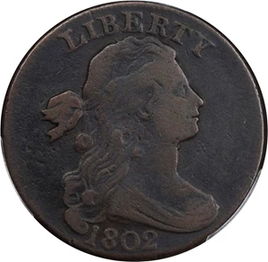 image for: 1802 Draped Bust Cent. S-228, B-4. Rarity-2. Fraction 1/000. Fine-12 (PCGS).