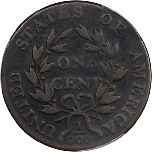 image for: 1802 Draped Bust Cent. S-228, B-4. Rarity-2. Fraction 1/000. Fine-12 (PCGS).