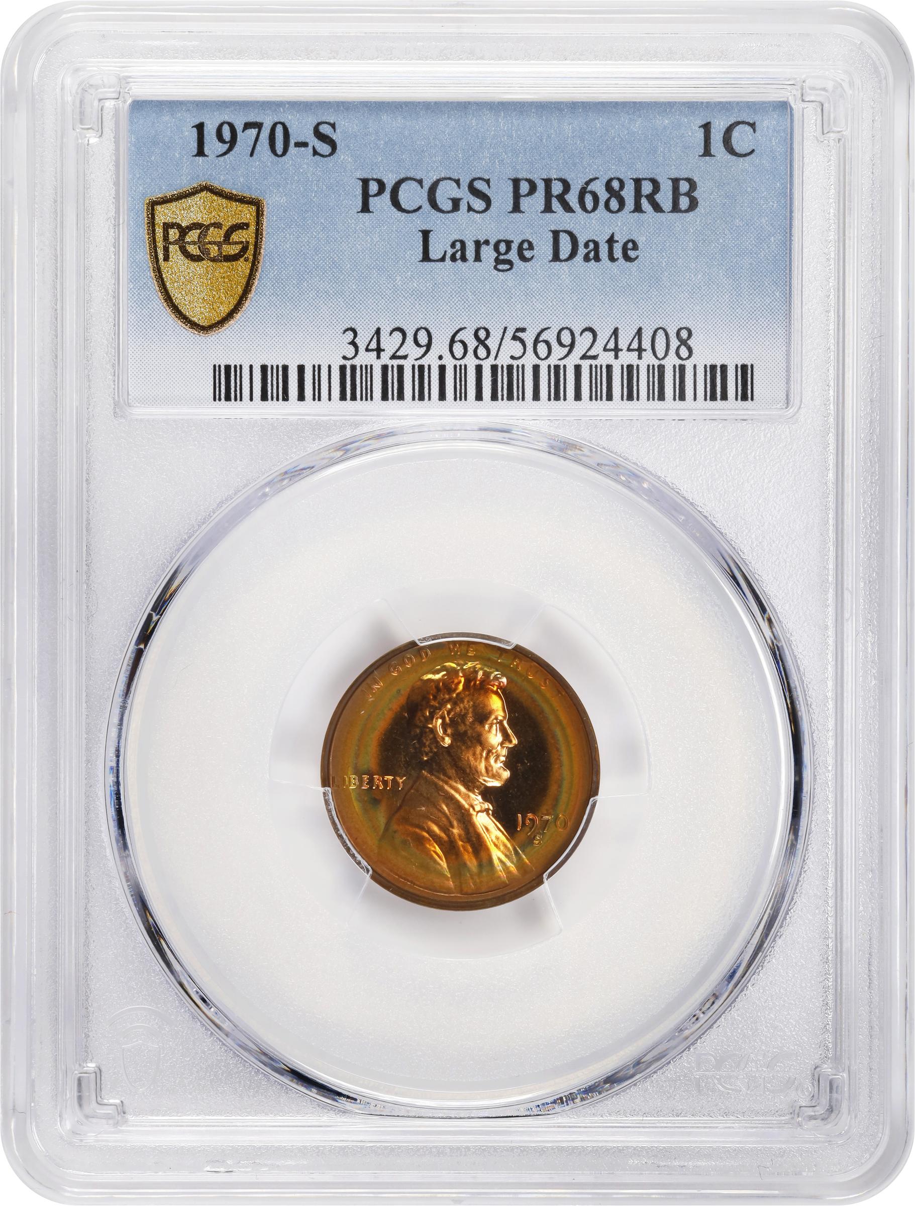 image for: 1970-S Lincoln Cent. Proof-68 RB (PCGS).