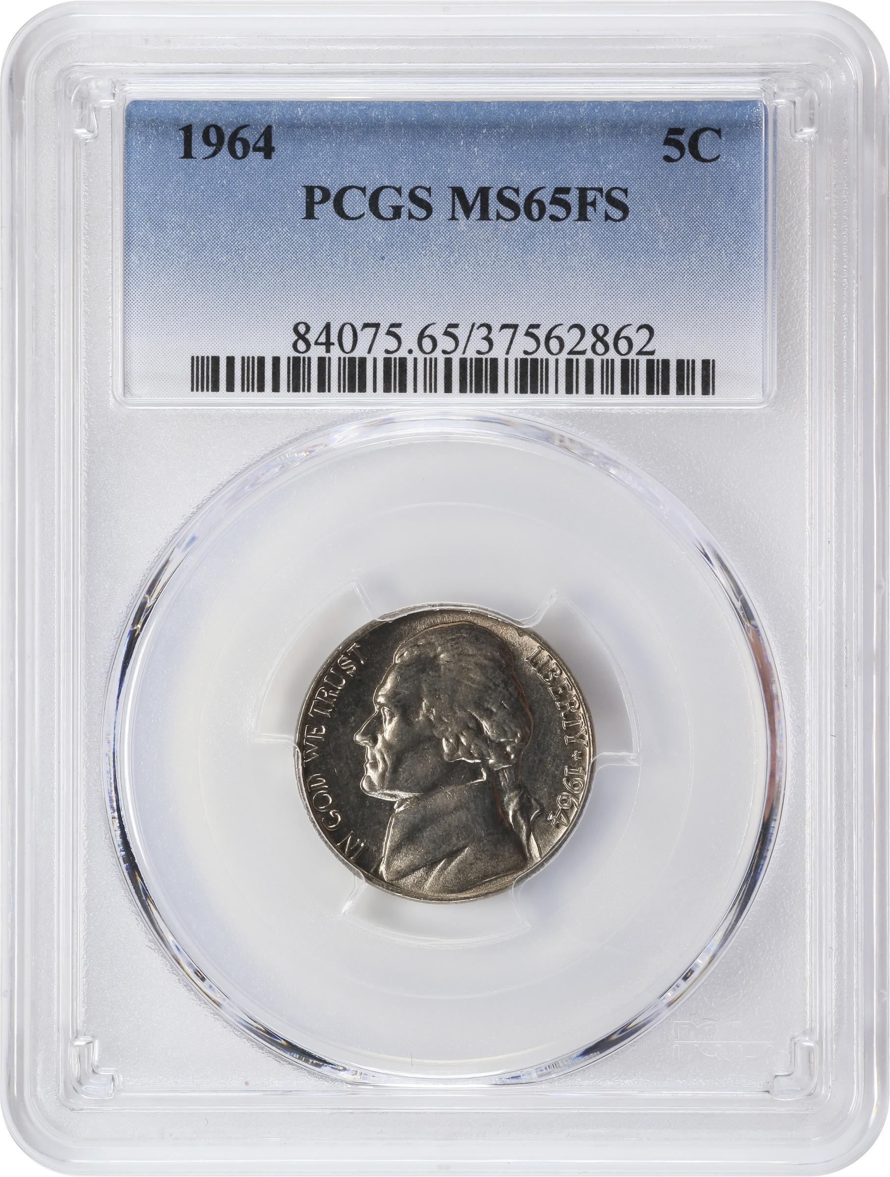 image for: 1964 Jefferson Nickel. MS-65 FS (PCGS).
