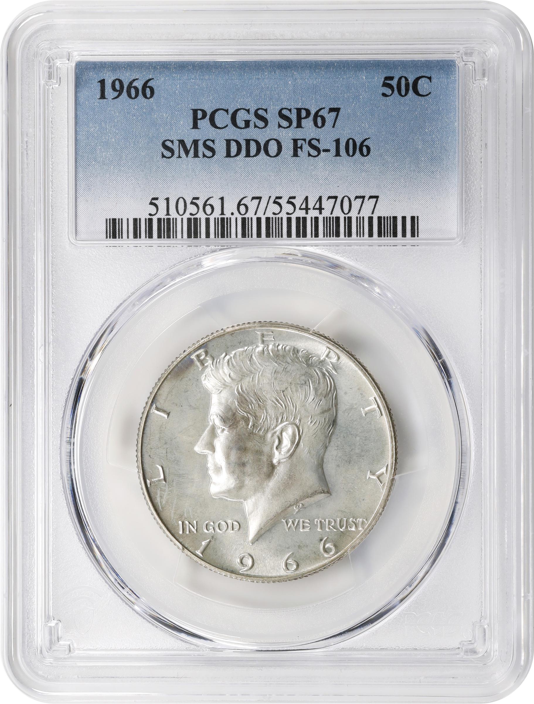 image for: 1966 Kennedy Half Dollar. FS-106. SMS. Doubled Die Obverse. Specimen-67 (PCGS).