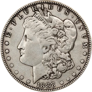image for: 1888-O Morgan Silver Dollar. VAM-4. Top 100 Variety. Doubled Die Obverse, Hot Lips. EF-45 (PCGS).