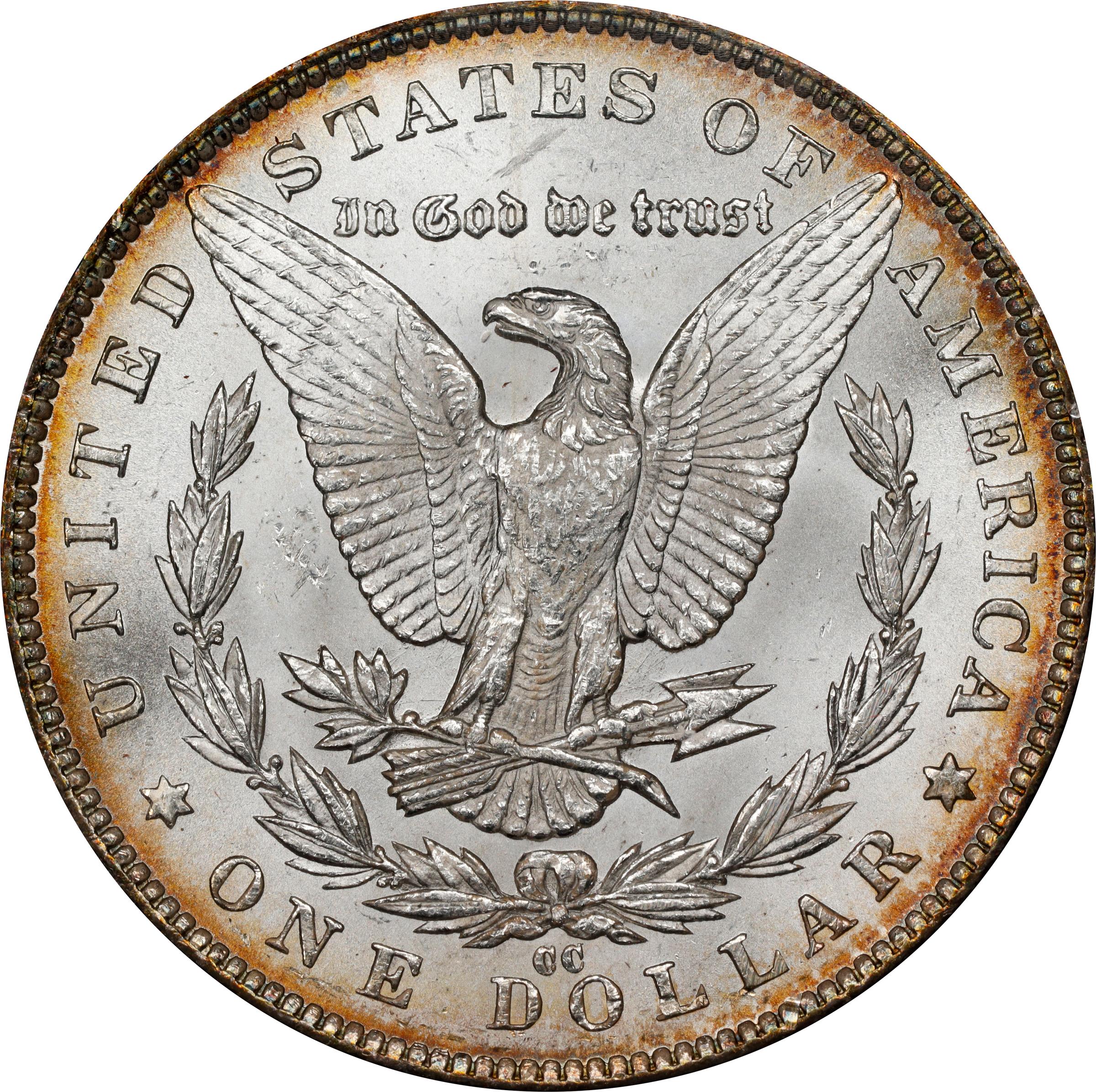 image for: 1891-CC Redfield Morgan Silver Dollar. VAM-3. Top 100 Variety. Spitting Eagle. MS-64 (NGC).