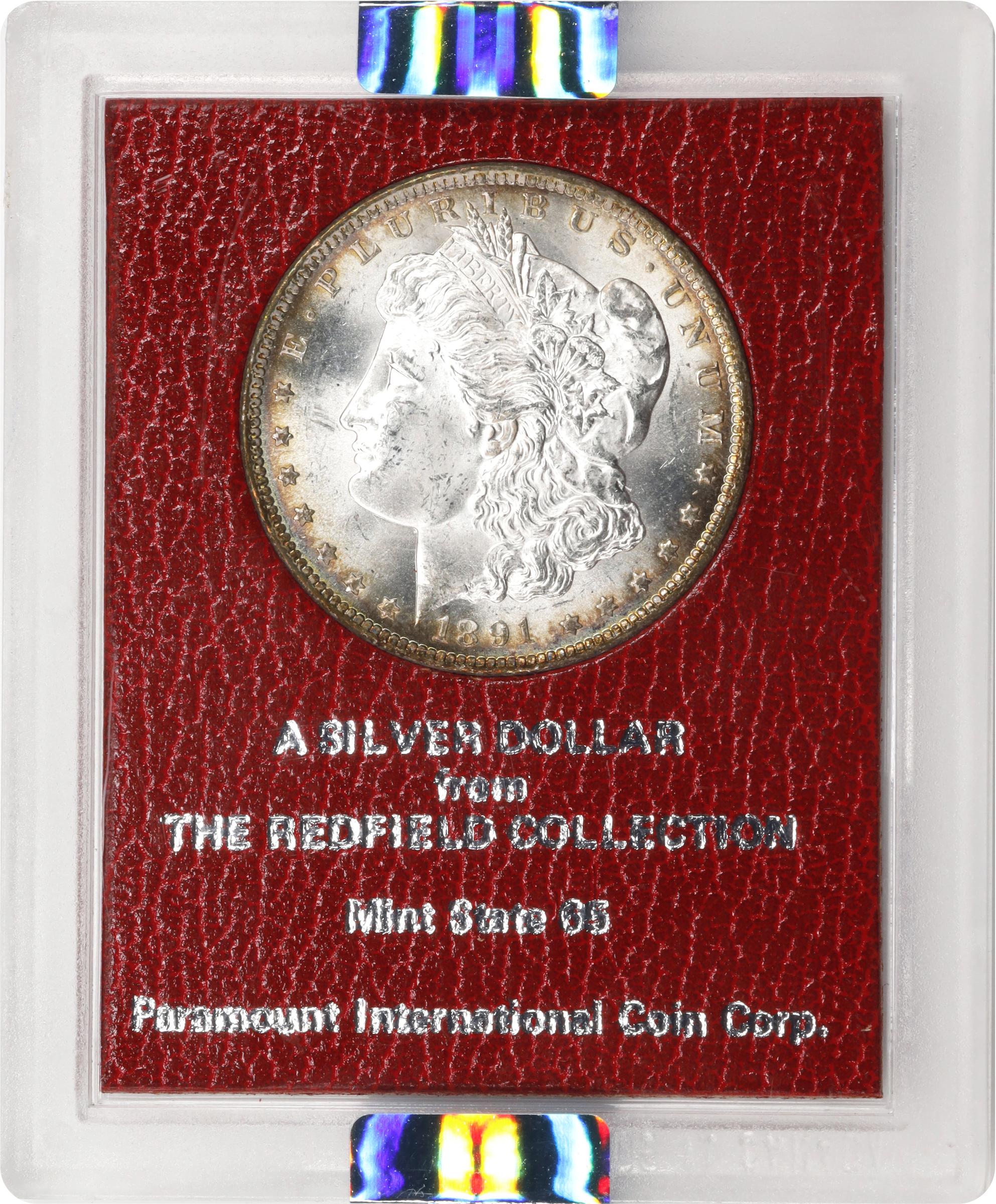 image for: 1891-CC Redfield Morgan Silver Dollar. VAM-3. Top 100 Variety. Spitting Eagle. MS-64 (NGC).