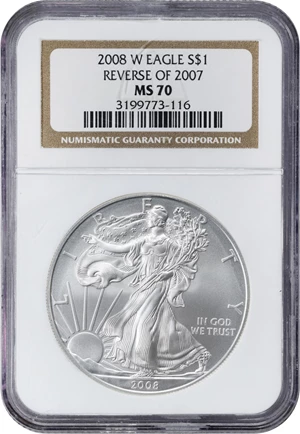 image for: 2008-W Silver Eagle. Reverse of 2007. MS-70 (NGC).