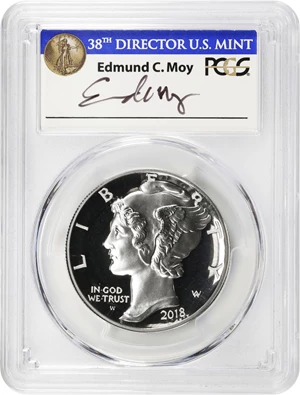 image for: 2018-W Palladium Eagle. First Strike. Proof-70 Deep Cameo (PCGS). 38th Mint Director Edmund C. Moy Signature.