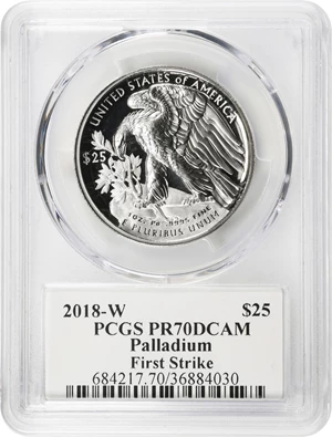 image for: 2018-W Palladium Eagle. First Strike. Proof-70 Deep Cameo (PCGS). 38th Mint Director Edmund C. Moy Signature.