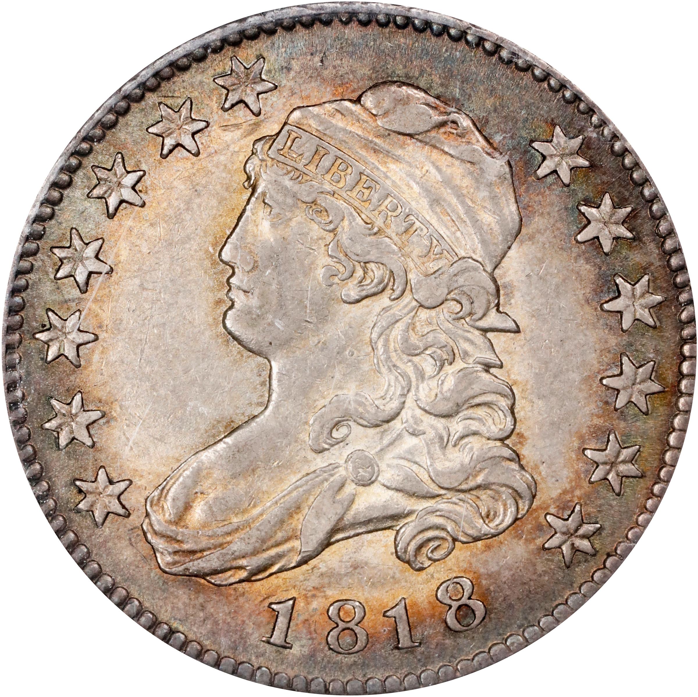 image for: 1818 Capped Bust Quarter. B-7. Rarity-4+. AU-58 (NGC). CAC.
