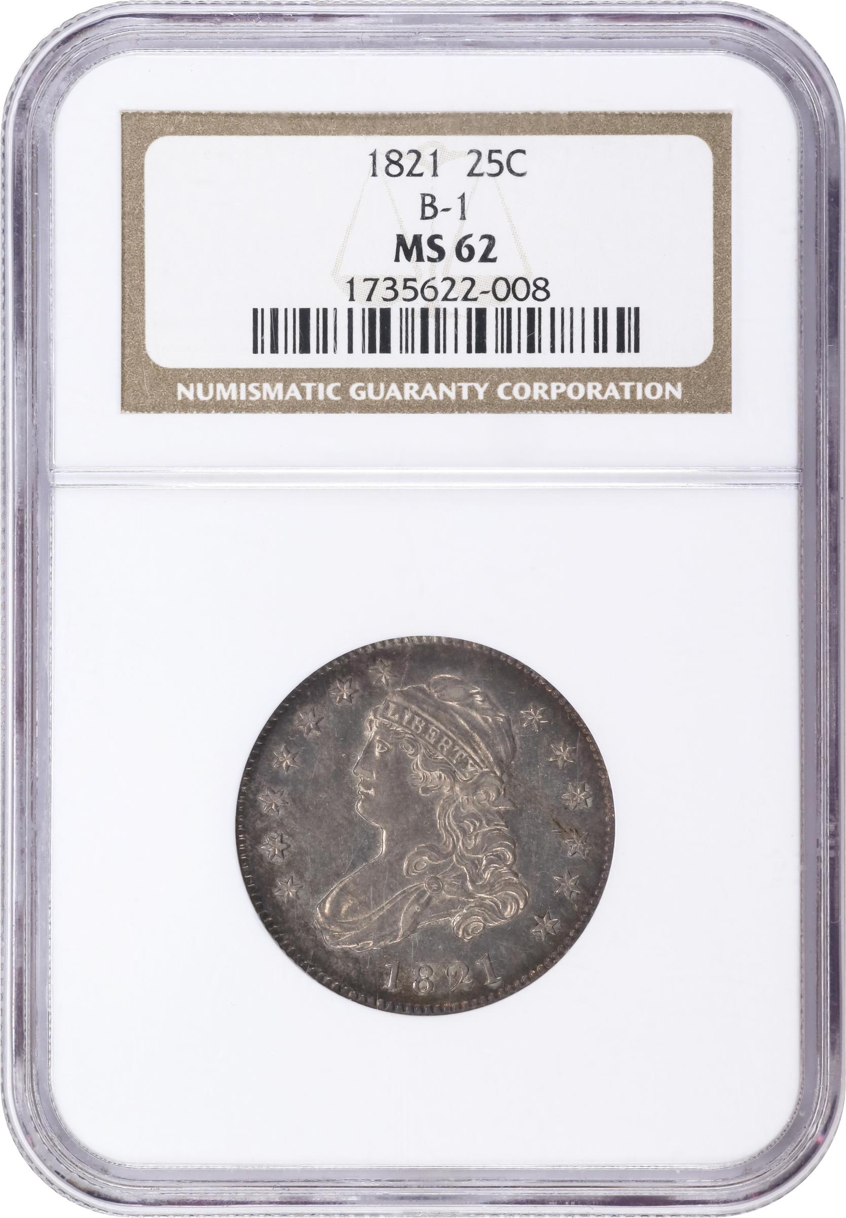 image for: 1821 Capped Bust Quarter. B-1. Rarity-4. MS-62 (NGC).