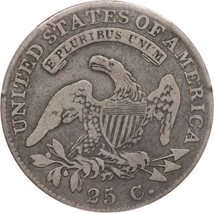 image for: 1825/4/2 Capped Bust Quarter. B-3. Rarity-3. VG-8 (PCGS).