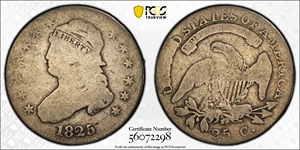 image for: 1825/4/2 Capped Bust Quarter. B-3. Rarity-3. AG-3 (PCGS).