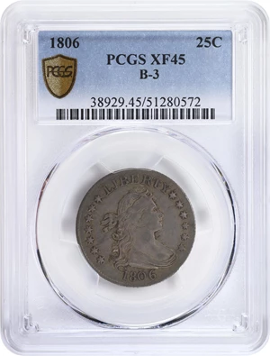 image for: 1806 Draped Bust Quarter. B-3. Rarity-1. EF-45 (PCGS).