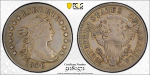 image for: 1806 Draped Bust Quarter. B-3. Rarity-1. EF-45 (PCGS).